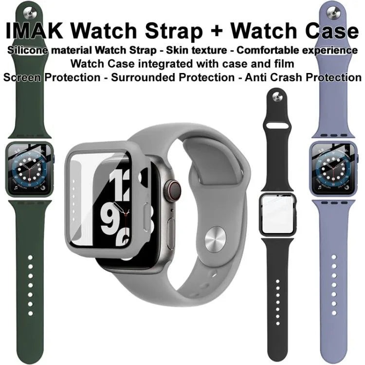 imak 一体型ケースとフィルム シリコンストラップ付き、Apple Watch SE 1/2/3/シリーズ4/5/6 44mm用、Apple Watch SE 1/2/3/シリーズ4/5/6 40mm用