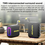 AWEI KA20 ポータブルTWS / TF Bluetooth 5.3スピーカー RGBライト付き