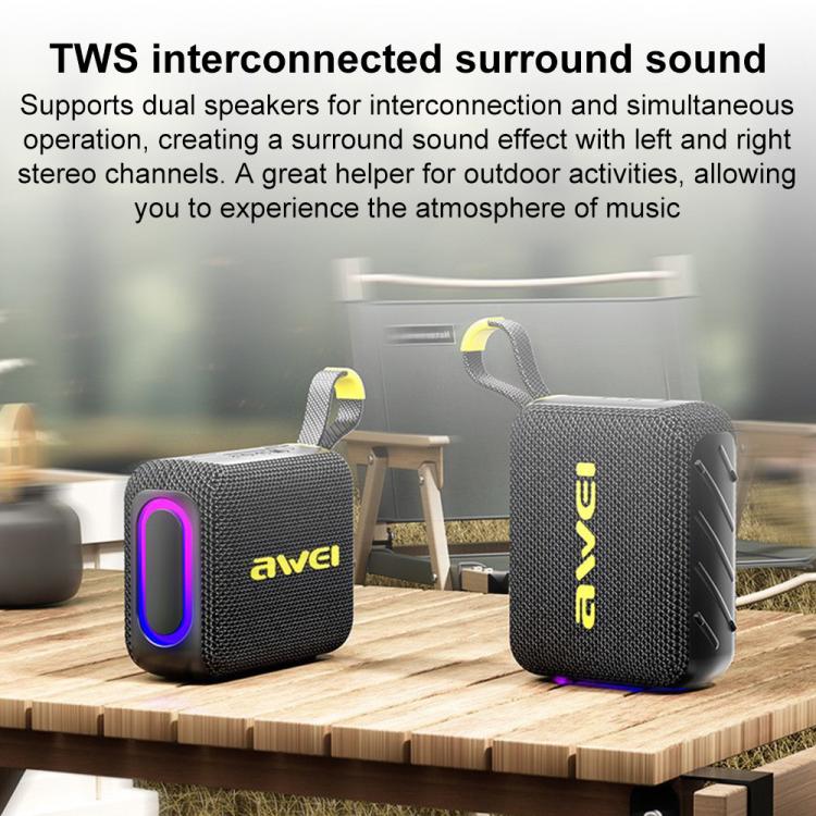 AWEI KA20 ポータブルTWS / TF Bluetooth 5.3スピーカー RGBライト付き