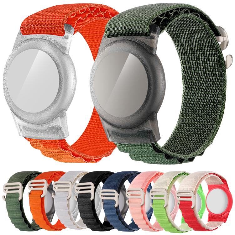 xDfind シルバーバックルループナイロンバンドスタイル 紛失防止トラッカー保護カバー AirTag 第2世代 / AirTag 第1世代用