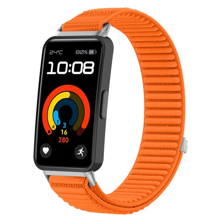 xDfind Woven Nylon Hook And Loop Fastener Metal Interface Watch Band, For Huawei Band 10 / 9 / 8