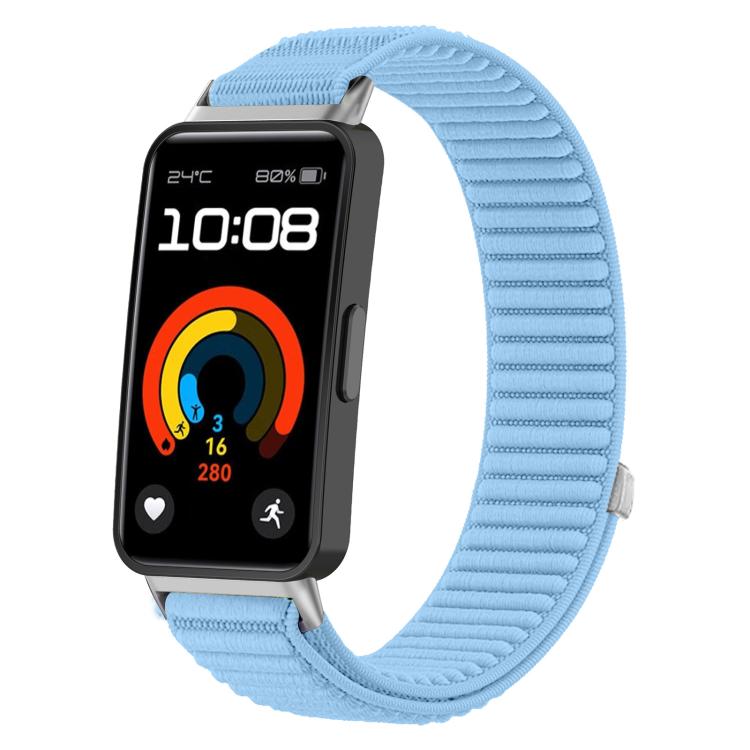 xDfind Woven Nylon Hook And Loop Fastener Metal Interface Watch Band, For Huawei Band 10 / 9 / 8