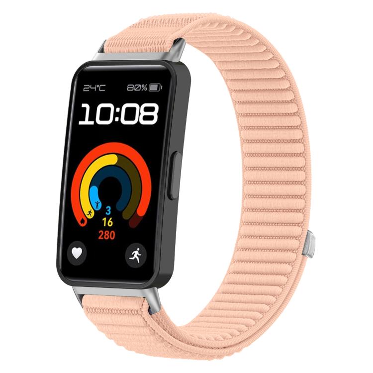 xDfind Woven Nylon Hook And Loop Fastener Metal Interface Watch Band, For Huawei Band 10 / 9 / 8