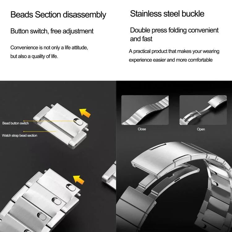 シングルビーズクイックリリースステンレススチールウォッチバンド、Apple Watch 46mm / 49mm / 45mm / 44mm用、Apple Watch 42mm / 41mm / 40mm / 38mm用
