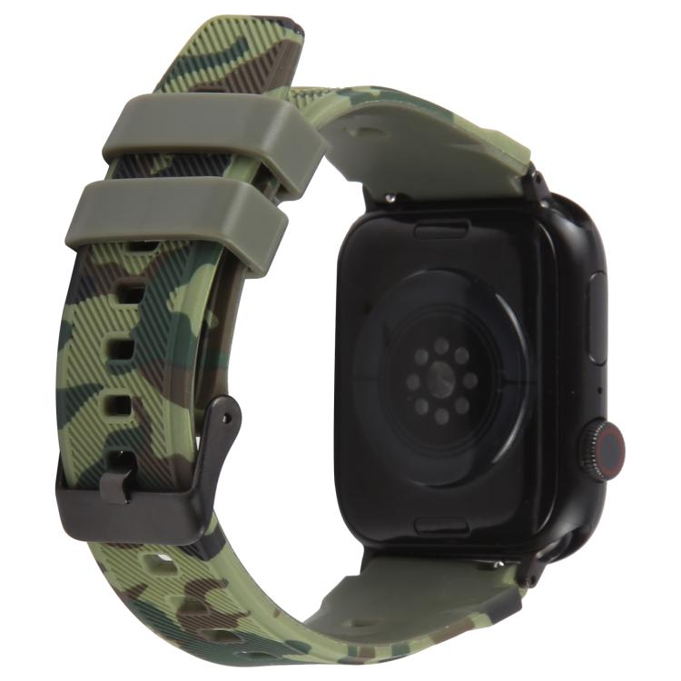 xDfind ブラックコネクター カモフラージュプリントシリコンウォッチバンド、Apple Watch 42 / 44 / 45 / 46 / 49mm用、Apple Watch 38 / 40 / 41 / S10 42mm用