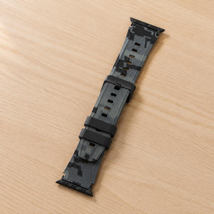 xDfind ブラックコネクター カモフラージュプリントシリコンウォッチバンド、Apple Watch 42 / 44 / 45 / 46 / 49mm用、Apple Watch 38 / 40 / 41 / S10 42mm用