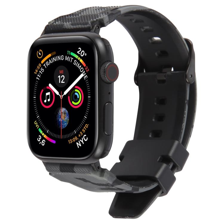 xDfind ブラックコネクター カモフラージュプリントシリコンウォッチバンド、Apple Watch 42 / 44 / 45 / 46 / 49mm用、Apple Watch 38 / 40 / 41 / S10 42mm用