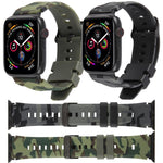xDfind ブラックコネクター カモフラージュプリントシリコンウォッチバンド、Apple Watch 42 / 44 / 45 / 46 / 49mm用、Apple Watch 38 / 40 / 41 / S10 42mm用