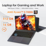 GXMO T160 16インチ Windows 11 ノートパソコン、16GB+512GB、AMD Ryzen 5 7430U ヘキサコアプロセッサー、EUプラグ、USプラグ、UKプラグ、AUプラグ