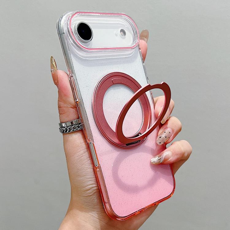 透明グラデーション360度回転ホルダー MagSafe携帯電話ケース、iPhone 17 Pro Max用、iPhone 17 Pro用、iPhone 17用、iPhone Air用、iPhone 16 Pro Max用、iPhone 16 Pro用、iPhone 16 Plus用、iPhone 16用