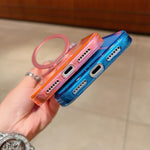 透明グラデーション360度回転ホルダー MagSafe携帯電話ケース、iPhone 17 Pro Max用、iPhone 17 Pro用、iPhone 17用、iPhone Air用、iPhone 16 Pro Max用、iPhone 16 Pro用、iPhone 16 Plus用、iPhone 16用