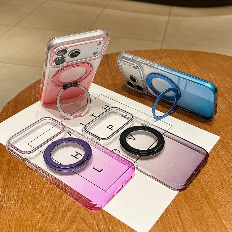 透明グラデーション360度回転ホルダー MagSafe携帯電話ケース、iPhone 17 Pro Max用、iPhone 17 Pro用、iPhone 17用、iPhone Air用、iPhone 16 Pro Max用、iPhone 16 Pro用、iPhone 16 Plus用、iPhone 16用