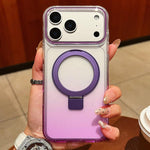透明グラデーションメタルリングホルダー MagSafe携帯電話ケース、iPhone 17 Pro Max用、iPhone 17 Pro用、iPhone 17用、iPhone Air用、iPhone 16 Pro Max用、iPhone 16 Pro用、iPhone 16 Plus用、iPhone 16用