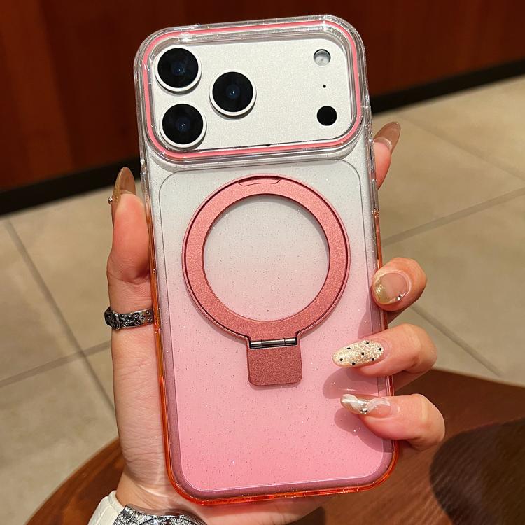 透明グラデーションメタルリングホルダー MagSafe携帯電話ケース、iPhone 17 Pro Max用、iPhone 17 Pro用、iPhone 17用、iPhone Air用、iPhone 16 Pro Max用、iPhone 16 Pro用、iPhone 16 Plus用、iPhone 16用