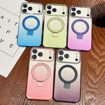 透明グラデーションメタルリングホルダー MagSafe携帯電話ケース、iPhone 17 Pro Max用、iPhone 17 Pro用、iPhone 17用、iPhone Air用、iPhone 16 Pro Max用、iPhone 16 Pro用、iPhone 16 Plus用、iPhone 16用