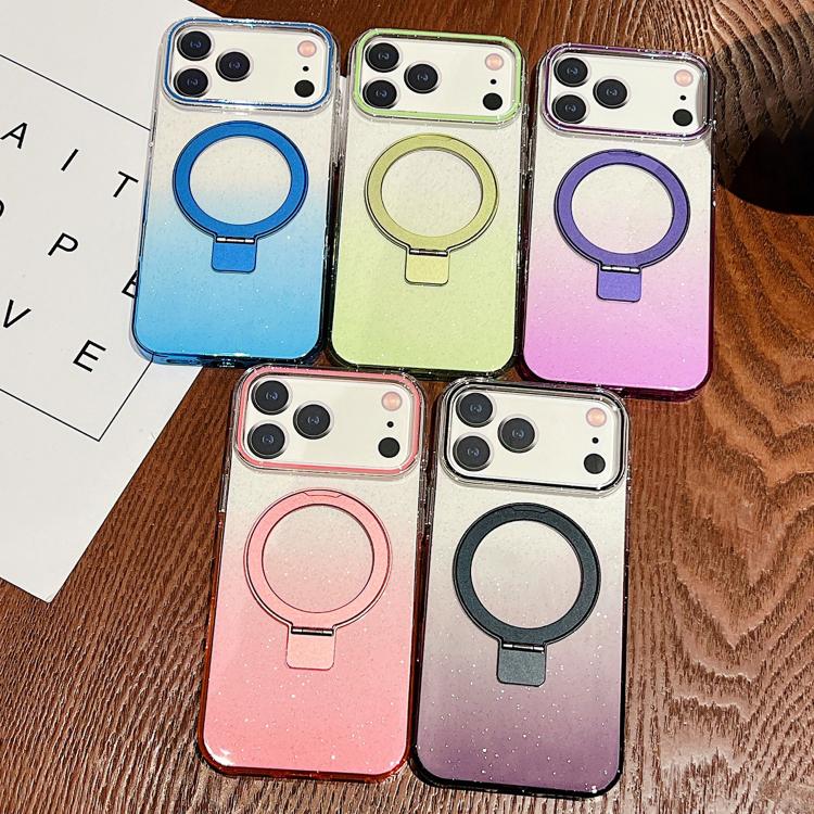 透明グラデーションメタルリングホルダー MagSafe携帯電話ケース、iPhone 17 Pro Max用、iPhone 17 Pro用、iPhone 17用、iPhone Air用、iPhone 16 Pro Max用、iPhone 16 Pro用、iPhone 16 Plus用、iPhone 16用