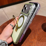 透明グラデーションメタルリングホルダー MagSafe携帯電話ケース、iPhone 17 Pro Max用、iPhone 17 Pro用、iPhone 17用、iPhone Air用、iPhone 16 Pro Max用、iPhone 16 Pro用、iPhone 16 Plus用、iPhone 16用