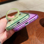 透明グラデーションメタルリングホルダー MagSafe携帯電話ケース、iPhone 17 Pro Max用、iPhone 17 Pro用、iPhone 17用、iPhone Air用、iPhone 16 Pro Max用、iPhone 16 Pro用、iPhone 16 Plus用、iPhone 16用