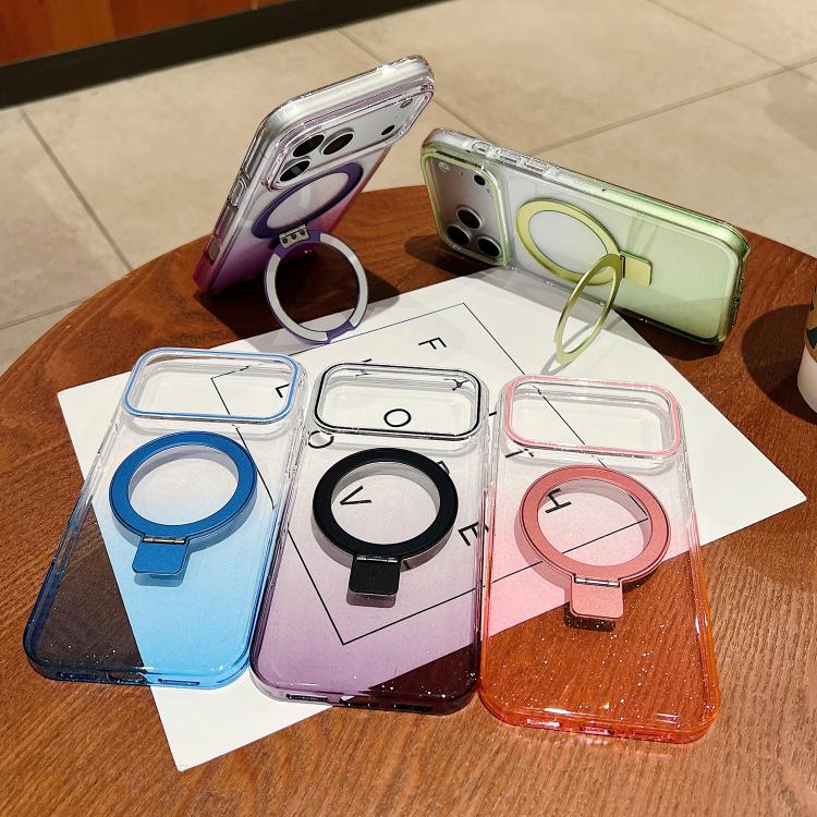 透明グラデーションメタルリングホルダー MagSafe携帯電話ケース、iPhone 17 Pro Max用、iPhone 17 Pro用、iPhone 17用、iPhone Air用、iPhone 16 Pro Max用、iPhone 16 Pro用、iPhone 16 Plus用、iPhone 16用