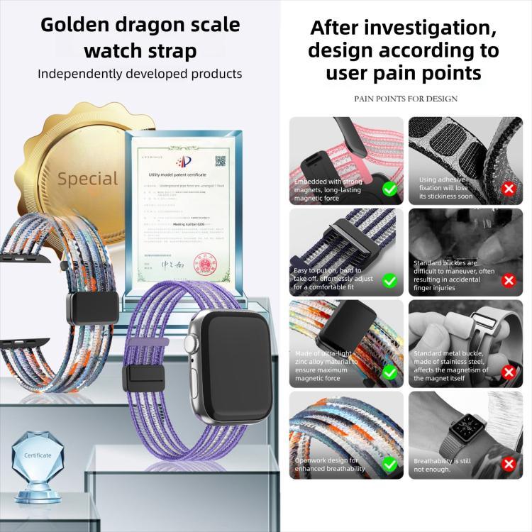 通気性ナイロンフィッシュラインウォッチバンド、Apple Watch 46mm / 49mm / 45mm / 44mm用、Apple Watch S11 42mm / 41mm / 40mm / 38mm用