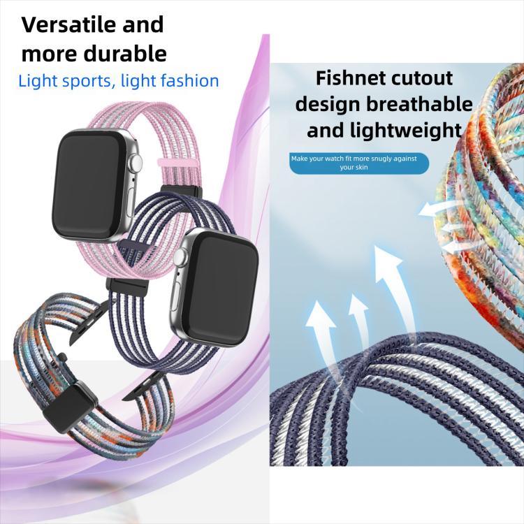 通気性ナイロンフィッシュラインウォッチバンド、Apple Watch 46mm / 49mm / 45mm / 44mm用、Apple Watch S11 42mm / 41mm / 40mm / 38mm用