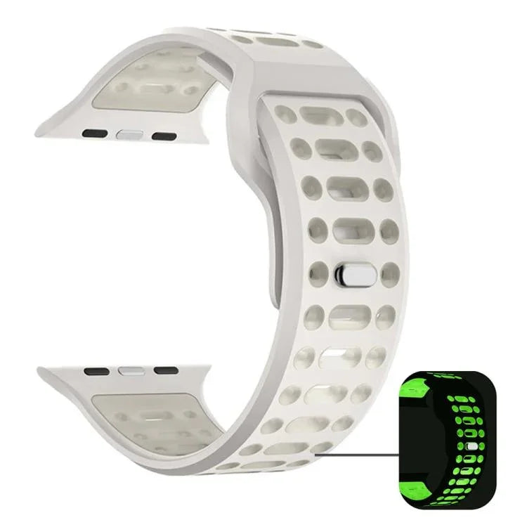 xDfind ツートンシリコンスポーツ通気性ウォッチバンド、Apple Watch 46mm / 49mm / 45mm / 44mm用