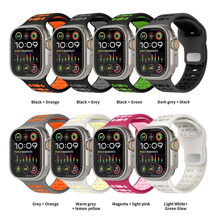 xDfind ツートンシリコンスポーツ通気性ウォッチバンド、Apple Watch 46mm / 49mm / 45mm / 44mm用