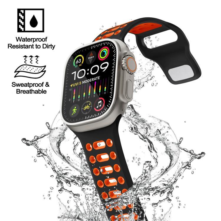 xDfind ツートンシリコンスポーツ通気性ウォッチバンド、Apple Watch 46mm / 49mm / 45mm / 44mm用