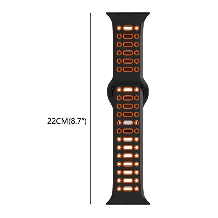 xDfind ツートンシリコンスポーツ通気性ウォッチバンド、Apple Watch 46mm / 49mm / 45mm / 44mm用