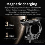 T100 1.85インチラウンドスクリーン 2イン1 Bluetoothイヤホン IP67防水スマートウォッチ、血中酸素モニタリング対応