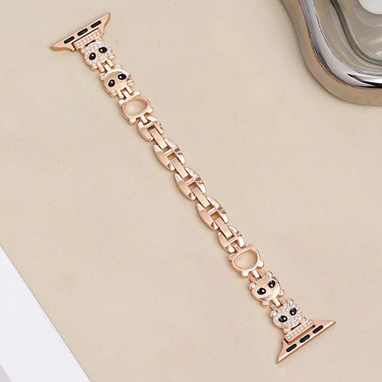 xDfind レッサーパンダ形 ダイヤモンドメタルウォッチバンド、Apple Watch 42 / 44 / 45 / 46 / 49mm用、Apple Watch 38 / 40 / 41 / S11 42mm用