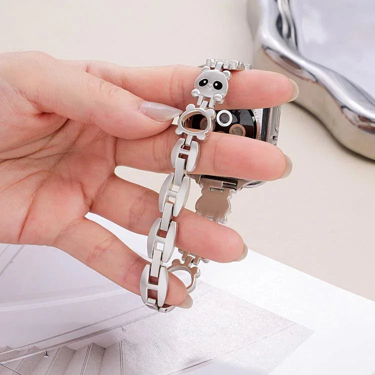 xDfind レッサーパンダ形 ダイヤモンドメタルウォッチバンド、Apple Watch 42 / 44 / 45 / 46 / 49mm用、Apple Watch 38 / 40 / 41 / S11 42mm用