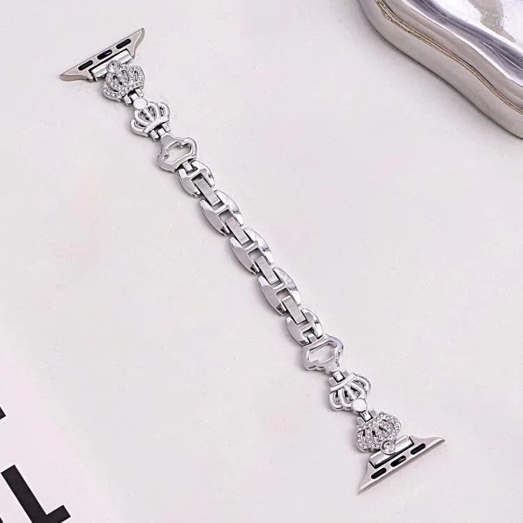 xDfind クラウンチェーンブレスレット ダイヤモンドメタルウォッチバンド、Apple Watch 42 / 44 / 45 / 46 / 49mm用、Apple Watch 38 / 40 / 41 / S11 42mm用