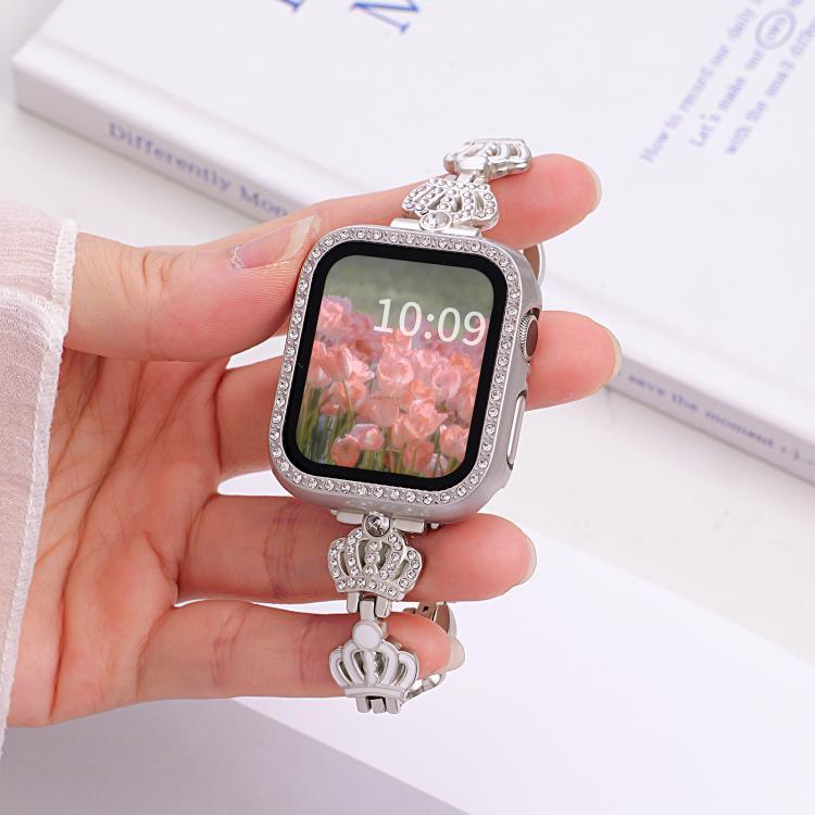 xDfind クラウンチェーンブレスレット ダイヤモンドメタルウォッチバンド、Apple Watch 42 / 44 / 45 / 46 / 49mm用、Apple Watch 38 / 40 / 41 / S11 42mm用