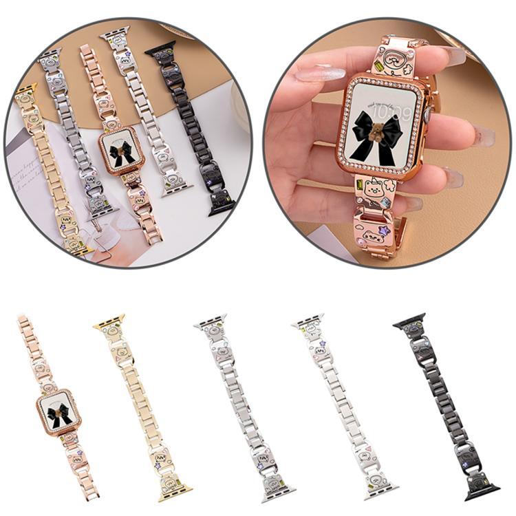 xDfind ハッピーズーブレスレット ダイヤモンドメタルウォッチバンド、Apple Watch 42 / 44 / 45 / 46 / 49mm用、Apple Watch 38 / 40 / 41 / S11 42mm用