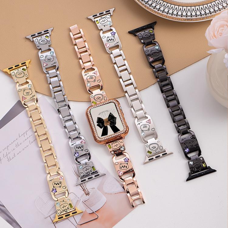 xDfind ハッピーズーブレスレット ダイヤモンドメタルウォッチバンド、Apple Watch 42 / 44 / 45 / 46 / 49mm用、Apple Watch 38 / 40 / 41 / S11 42mm用