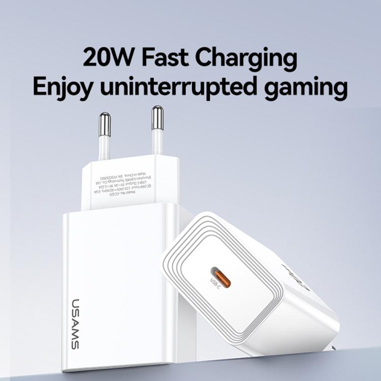 USAMS CC325 T69 PD 20W USB-C / Type-C シングルポート急速充電器、CC325