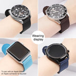 Stainless Steel Pin Buckle Solid Color Nylon Canvas Watch Band, 24mm