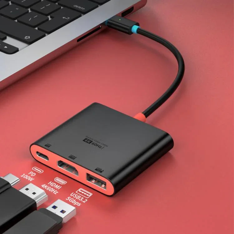 3-in-1 Type-C to HDMI + USB 3.0 + Type-C PD充電ポート デスクトップドッキングステーション、Nintendo Switch用