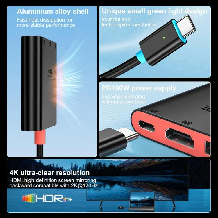 3-in-1 Type-C to HDMI + USB 3.0 + Type-C PD充電ポート デスクトップドッキングステーション、Nintendo Switch用