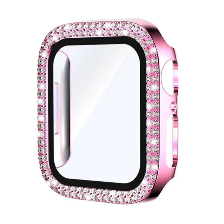 xDfind ダブルロウダイヤモンド強化ガラスフィルム一体型PCウォッチカバー、Apple Watch Series 6 / 5 / 4 / SE 44mm用、Apple Watch Series 6 / 5 / 4 / SE 40mm用、Apple Watch Series 11 46mm / 10 46mm用、Apple Watch Series 11 42mm / 10 42mm用
