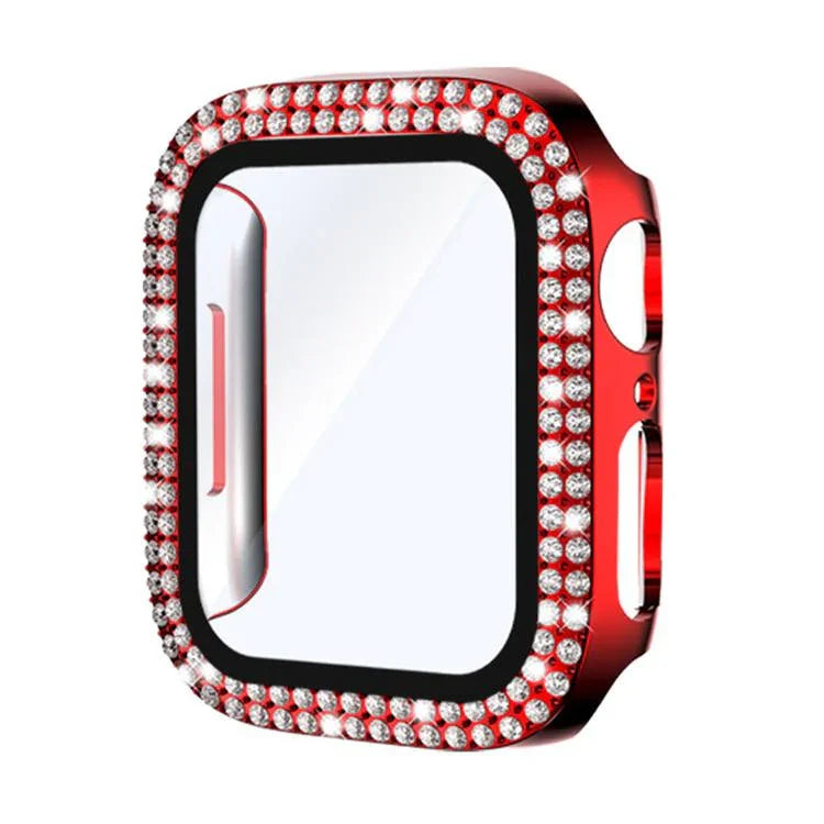 xDfind ダブルロウダイヤモンド強化ガラスフィルム一体型PCウォッチカバー、Apple Watch Series 6 / 5 / 4 / SE 44mm用、Apple Watch Series 6 / 5 / 4 / SE 40mm用、Apple Watch Series 11 46mm / 10 46mm用、Apple Watch Series 11 42mm / 10 42mm用