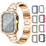 xDfind ダブルロウダイヤモンド強化ガラスフィルム一体型PCウォッチカバー、Apple Watch Series 6 / 5 / 4 / SE 44mm用、Apple Watch Series 6 / 5 / 4 / SE 40mm用、Apple Watch Series 11 46mm / 10 46mm用、Apple Watch Series 11 42mm / 10 42mm用