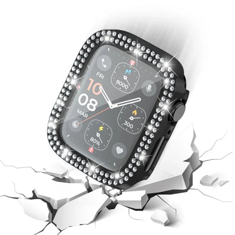 xDfind ダブルロウダイヤモンド強化ガラスフィルム一体型PCウォッチカバー、Apple Watch Series 9 / 8 / 7 41mm用、Apple Watch Series 3 / 2 / 1 38mm用、Apple Watch Series 3 / 2 / 1 42mm用