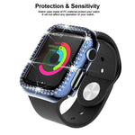xDfind ダブルロウダイヤモンド強化ガラスフィルム一体型PCウォッチカバー、Apple Watch Series 6 / 5 / 4 / SE 44mm用、Apple Watch Series 6 / 5 / 4 / SE 40mm用、Apple Watch Series 11 46mm / 10 46mm用、Apple Watch Series 11 42mm / 10 42mm用