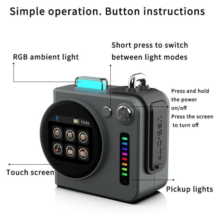 G300 スマートLEDスクリーン ポータブルBluetooth 5.4ワイヤレススピーカー、G300（グレー）、G300（ホワイト）