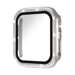 xDfind Single Row Diamond Tempered Glass Film Integrated PC Watch Case, For Apple Watch Series 9 / 8 / 7 45mm, For Apple Watch Series 9 / 8 / 7 41mm, For Apple Watch Series 3 / 2 / 1 38mm, For Apple Watch Series 3 / 2 / 1 42mm