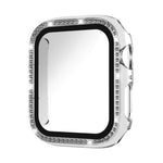 xDfind Single Row Diamond Tempered Glass Film Integrated PC Watch Case, For Apple Watch Series 9 / 8 / 7 45mm, For Apple Watch Series 9 / 8 / 7 41mm, For Apple Watch Series 3 / 2 / 1 38mm, For Apple Watch Series 3 / 2 / 1 42mm