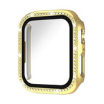 xDfind Single Row Diamond Tempered Glass Film Integrated PC Watch Case, For Apple Watch Series 9 / 8 / 7 45mm, For Apple Watch Series 9 / 8 / 7 41mm, For Apple Watch Series 3 / 2 / 1 38mm, For Apple Watch Series 3 / 2 / 1 42mm
