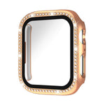 xDfind Single Row Diamond Tempered Glass Film Integrated PC Watch Case, For Apple Watch Series 9 / 8 / 7 45mm, For Apple Watch Series 9 / 8 / 7 41mm, For Apple Watch Series 3 / 2 / 1 38mm, For Apple Watch Series 3 / 2 / 1 42mm